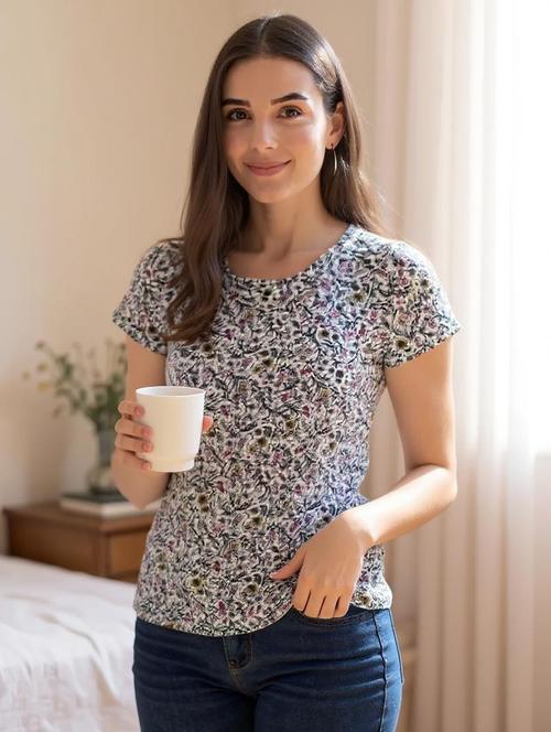 women printed round neck t-shirt - 20982401 - Very Small Image - 1