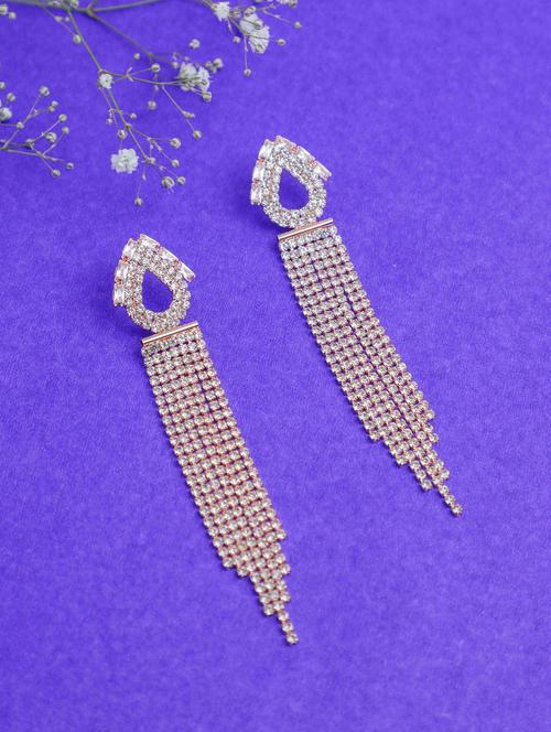 gold plated stone drop earrings - 20983025 -  Standard Image - 0