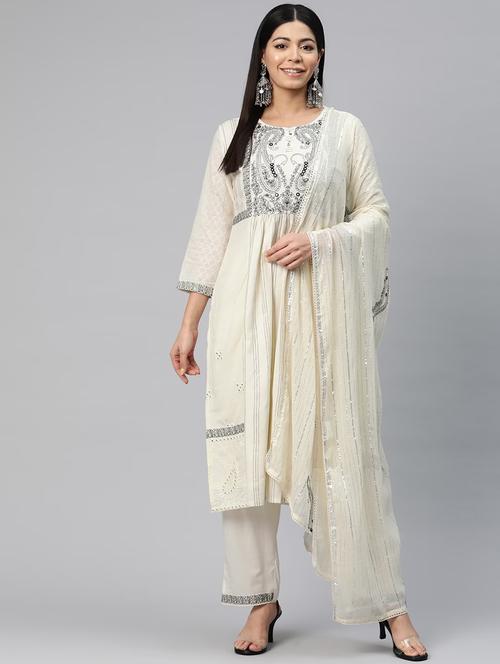 women three quarter sleeve kurta pant with dupatta set - 20999645 - Very Small Image - 1