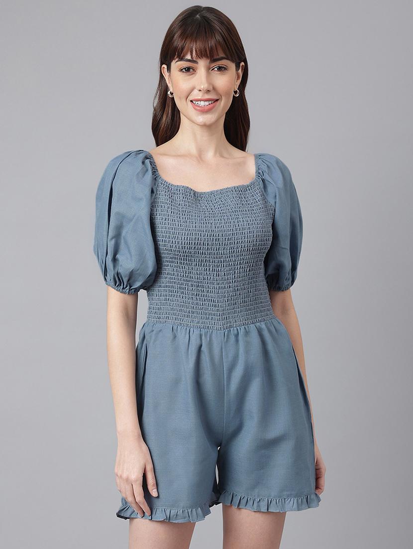 blue poly spandex jumpsuit - 21016723 - Zoom Image - 0