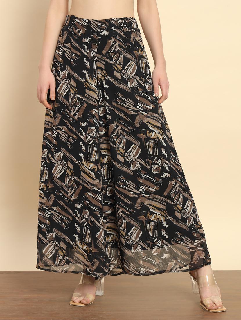 women printed hige rise flared palazzo - 21020446 -  Zoom Image - 0