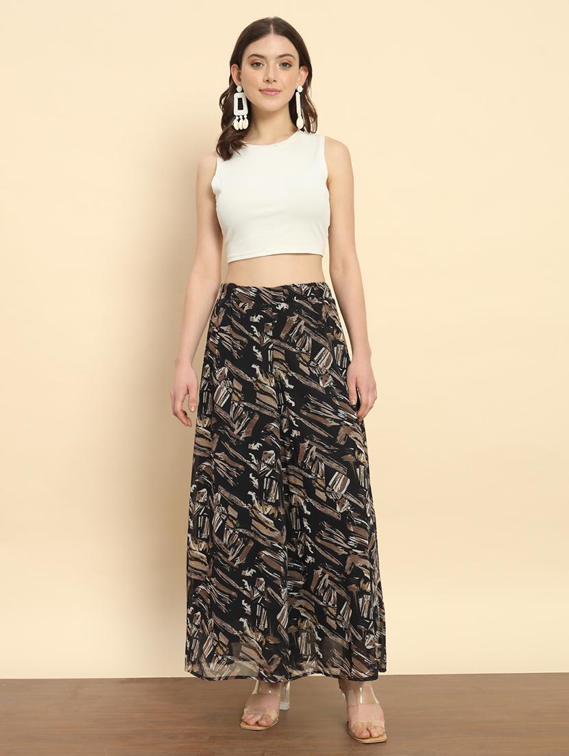 women printed hige rise flared palazzo - 21020446 - Standard Image - 4