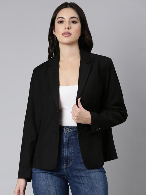 black cotton blend single breasted blazer - 21025211 - Very Small Image - 1