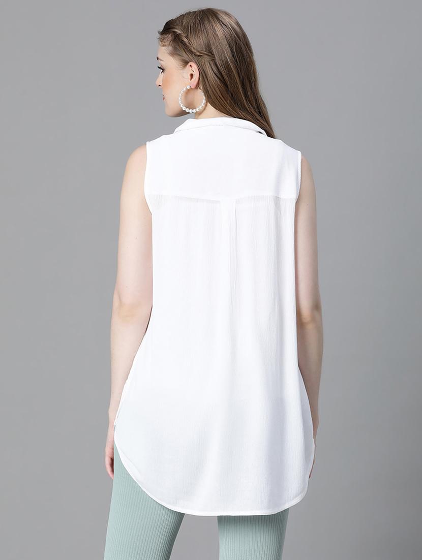 white viscose plain shirt - 21027011 - Standard Image - 3