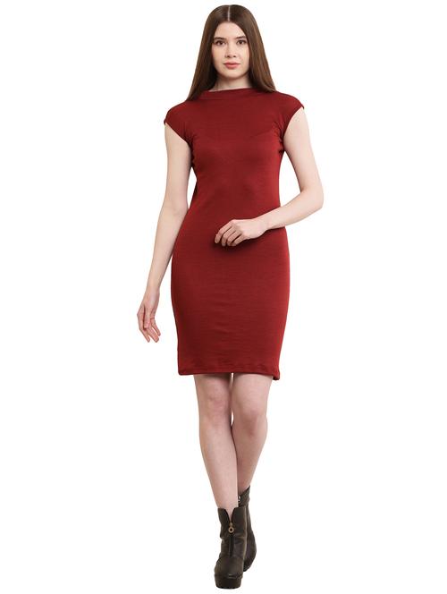 solid maroon bodycon dress - 21027317 - Standard Image - 0