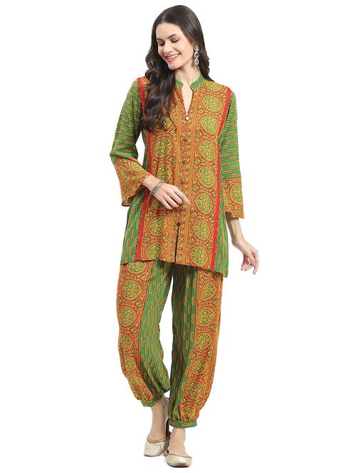 women green mandarin neck co-ord sets - 21029653 - Very Small Image - 1
