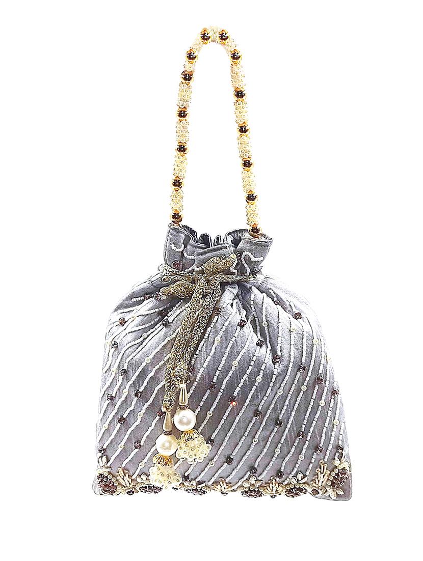 grey embellished ethnic potlis - 21031998 - Standard Image - 3