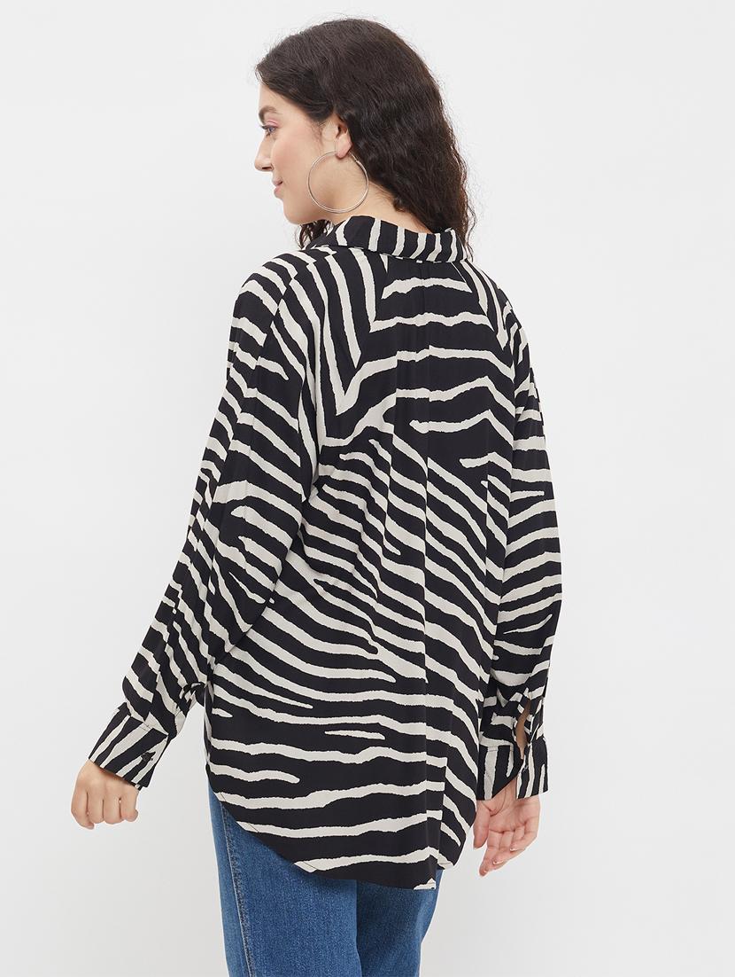 women printed high-low shirt - 21032420 - Standard Image - 2