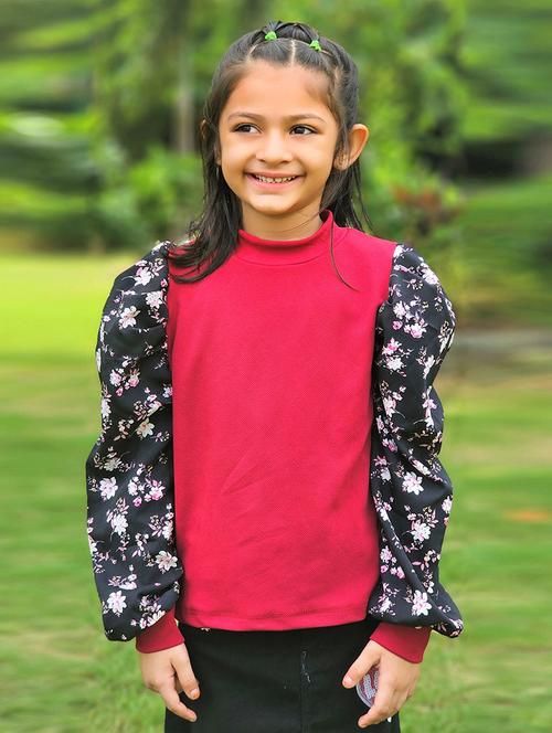 girls high neck puff sleeve top - 21033450 - Very Small Image - 1