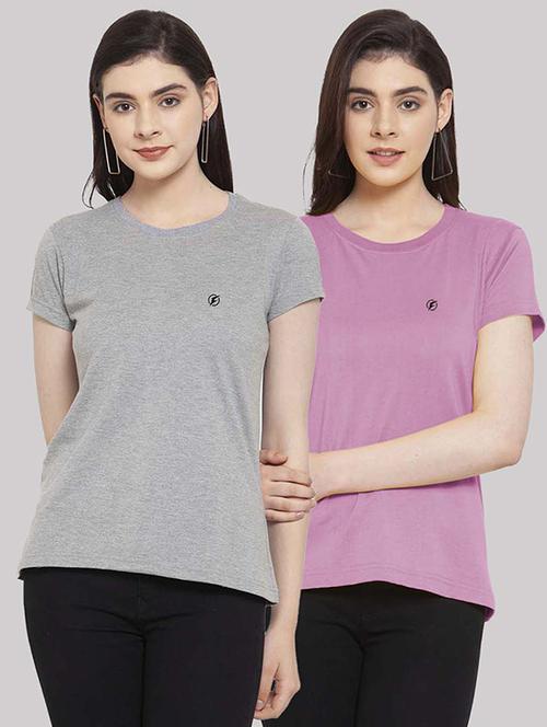 women pack of 2 solid short sleeves t-shirt - 21034377 - Very Small Image - 1