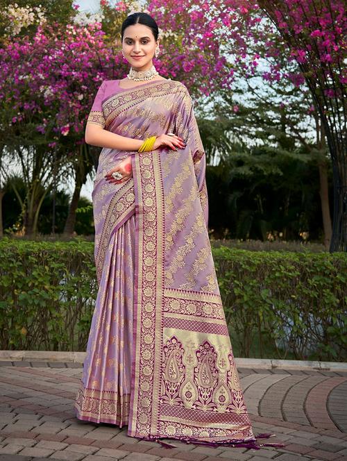 women self design banarasi saree with blouse - 21036470 - Very Small Image - 1