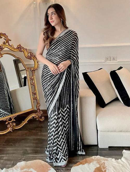 women sequined work saree with blouse - 21036784 - Standard Image - 0