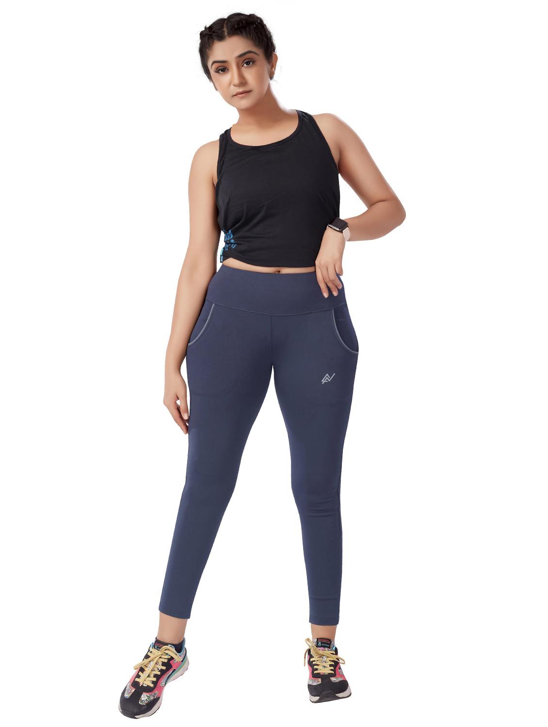 women solid high rise slim fit yoga pant - 21051847 - Standard Image - 3