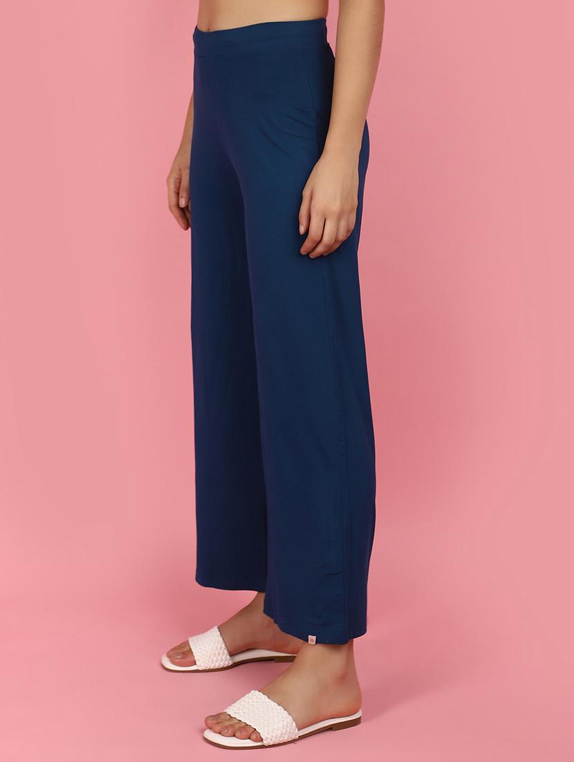 women blue solids palazzos - 21053632 - Standard Image - 2