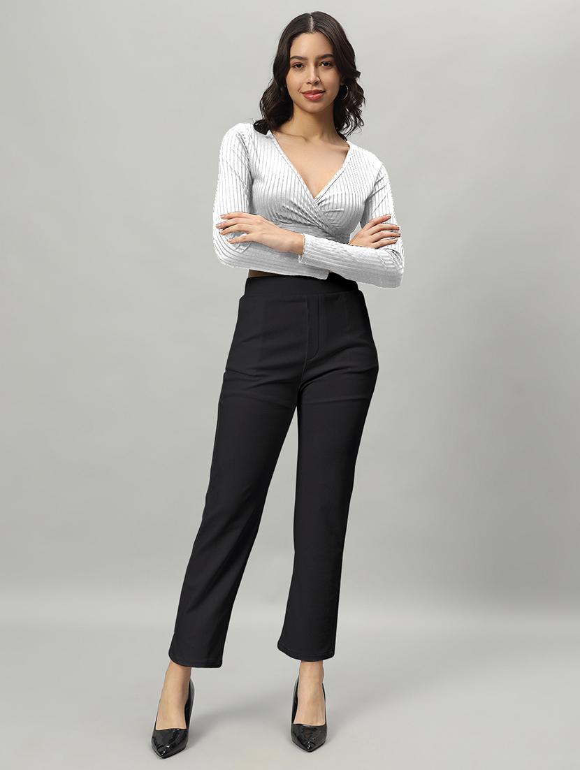 women solid color flat front trouser - 21054469 - Standard Image - 4