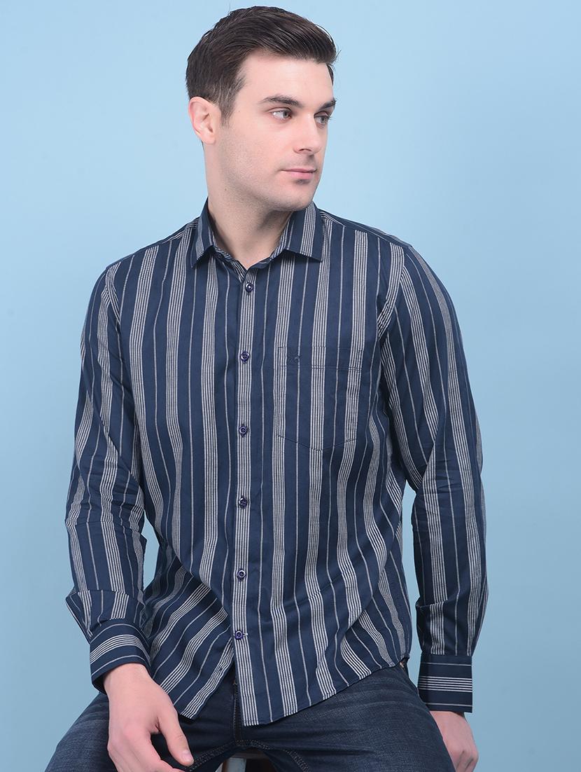 men long sleeved striped casual shirt - 21054772 - Zoom Image - 3
