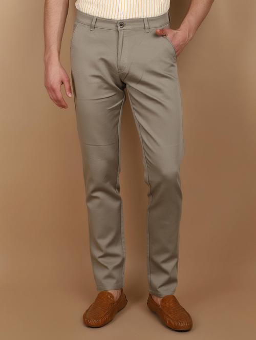 green cotton flat front casual trousers - 21068248 - Very Small Image - 1