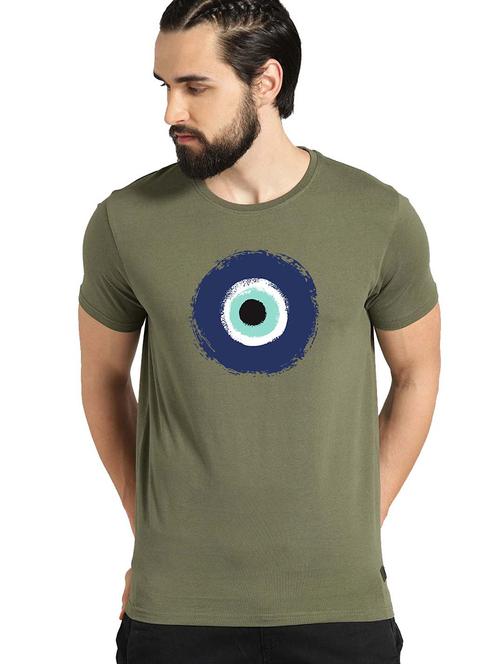 green chest printed casual t-shirt - 21068356 - Very Small Image - 1