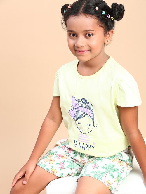 green front printed casual tee - 21070132 - Very Small Image - 1