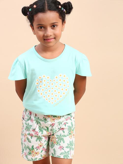 green floral printed casual tee - 21070134 - Very Small Image - 1