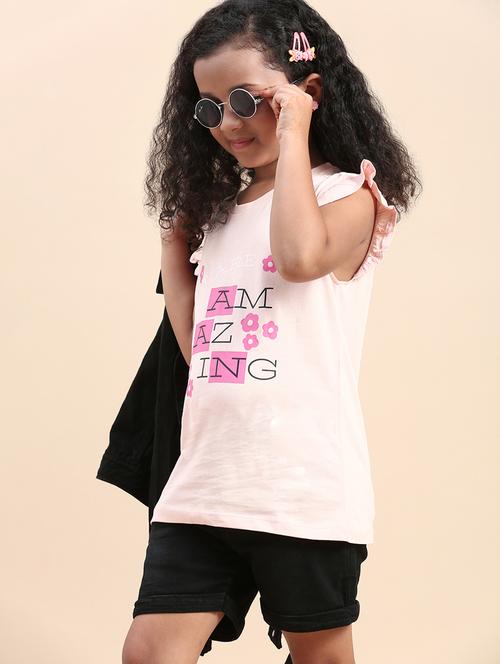 pink round neck short sleeves tees - 21070140 - Very Small Image - 1