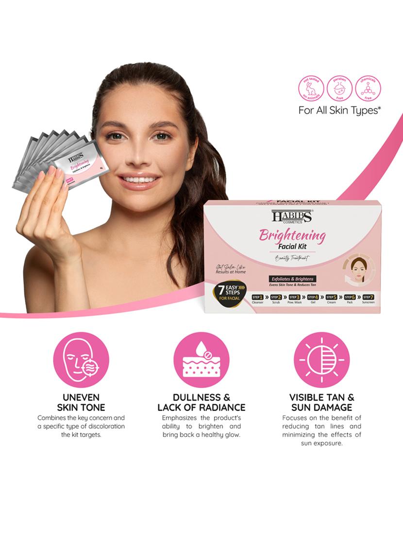 habibs brightening facial kit beauty treatment exfoliates & brightens even skin tone & reduces tan 7 easy step - 21073359 - Standard Image - 4