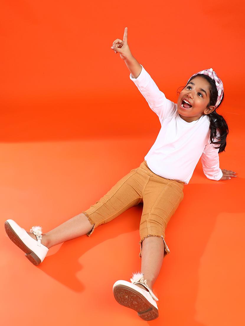 girls solid color slim fit three-fourth pants - 21073827 - Standard Image - 3