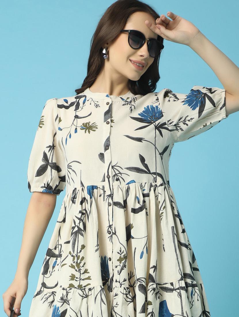 women off white flared dress - 21073964 - Standard Image - 4