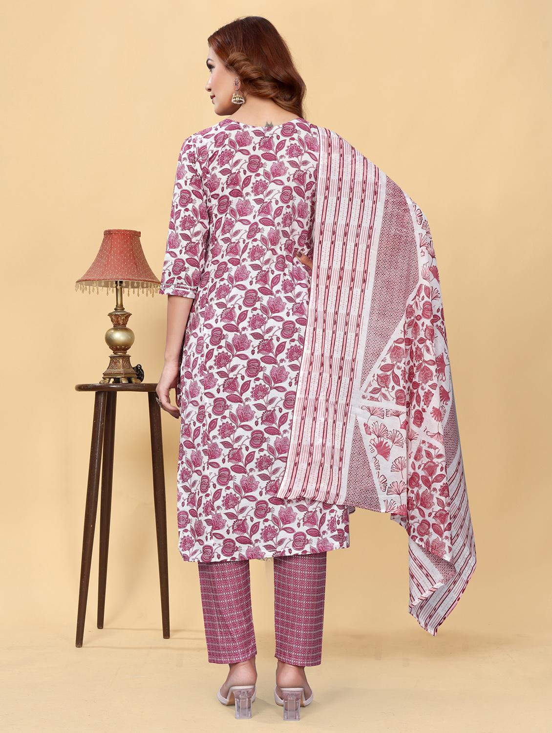 women three quarter sleeve kurta pant with dupatta set - 21080302 - Standard Image - 3