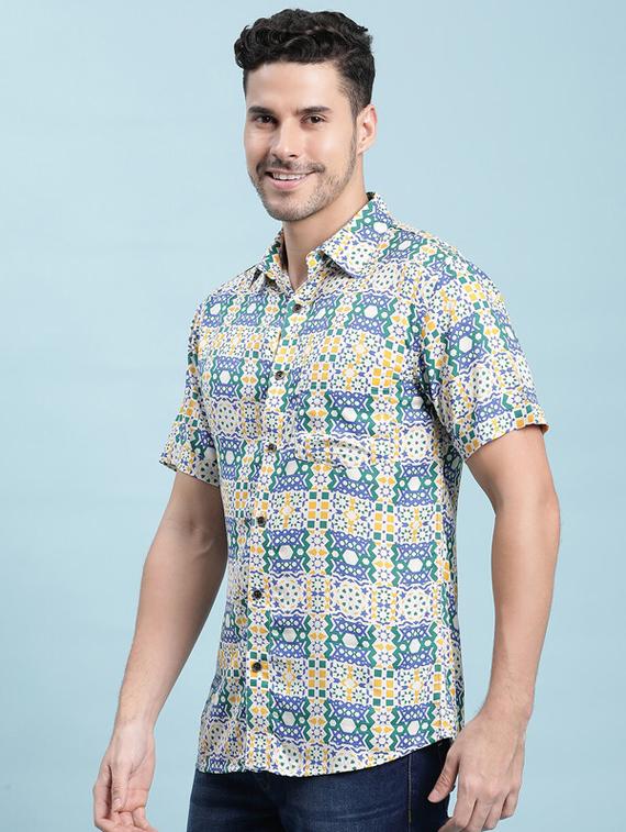 men geometric printed regular shirt - 21081343 - Standard Image - 2