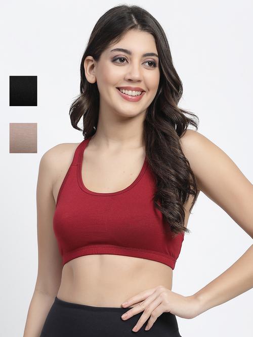 pack of 3 multi colored sports bra - 21086408 - Very Small Image - 1