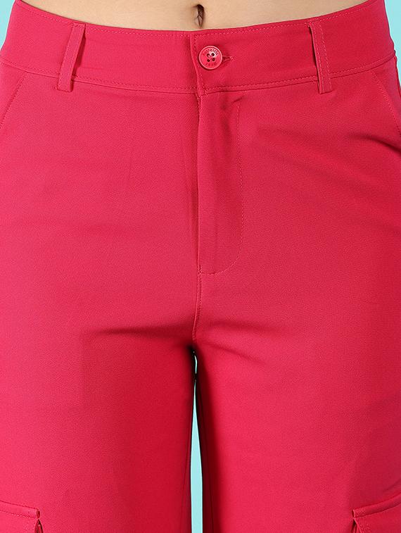 women solid pink cargo pants - 21092646 - Standard Image - 5
