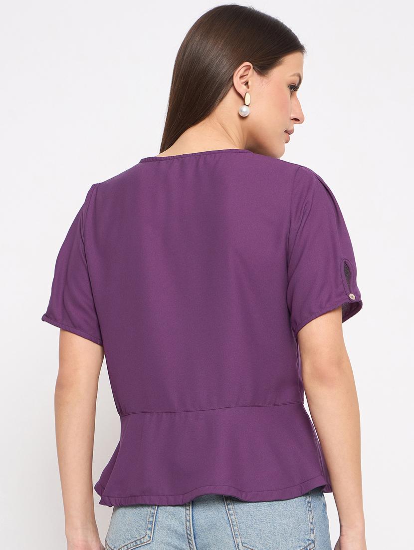 women solid puff sleeve top - 21093560 - Zoom Image - 3