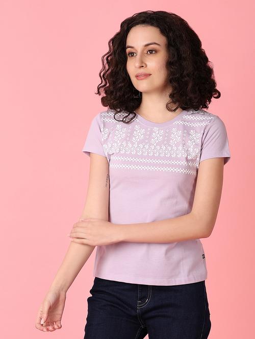 women purple printed regular t-shirt - 21101677 - Very Small Image - 1