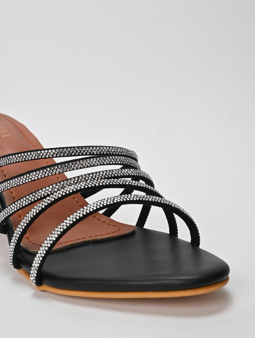 black synthetic slip on sandals - 21103144 - Zoom Image - 4