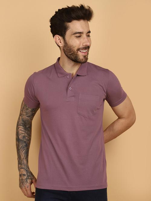 mauve cotton plain tshirt - 21128340 - Very Small Image - 1