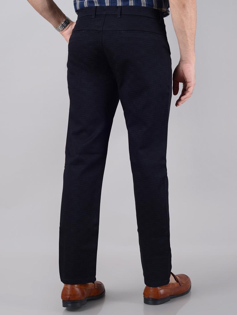 blue cotton flat front casual trousers - 21128718 - Standard Image - 2