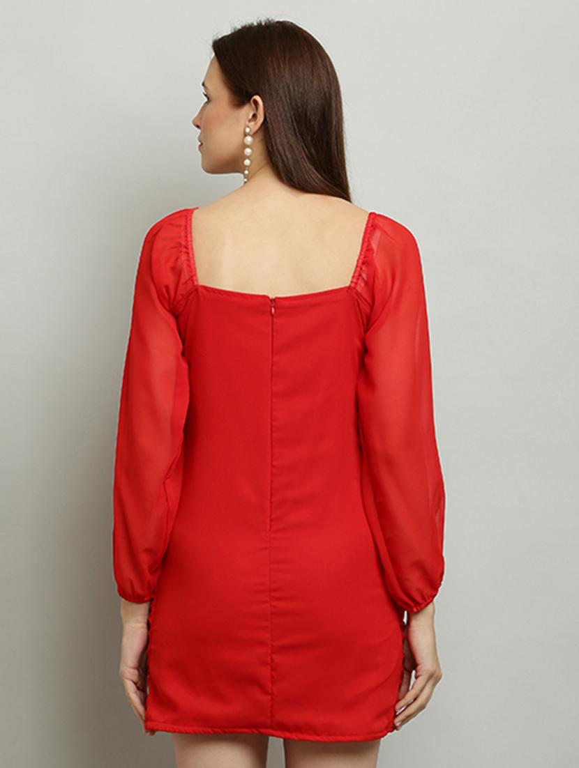women solid ruched bodycon dress - 21130166 - Standard Image - 3
