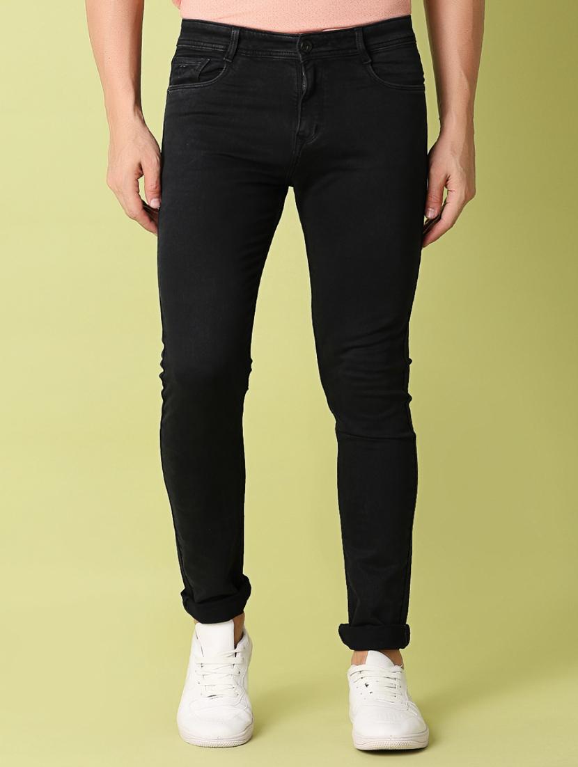 men mid-rise plain slim fit jean