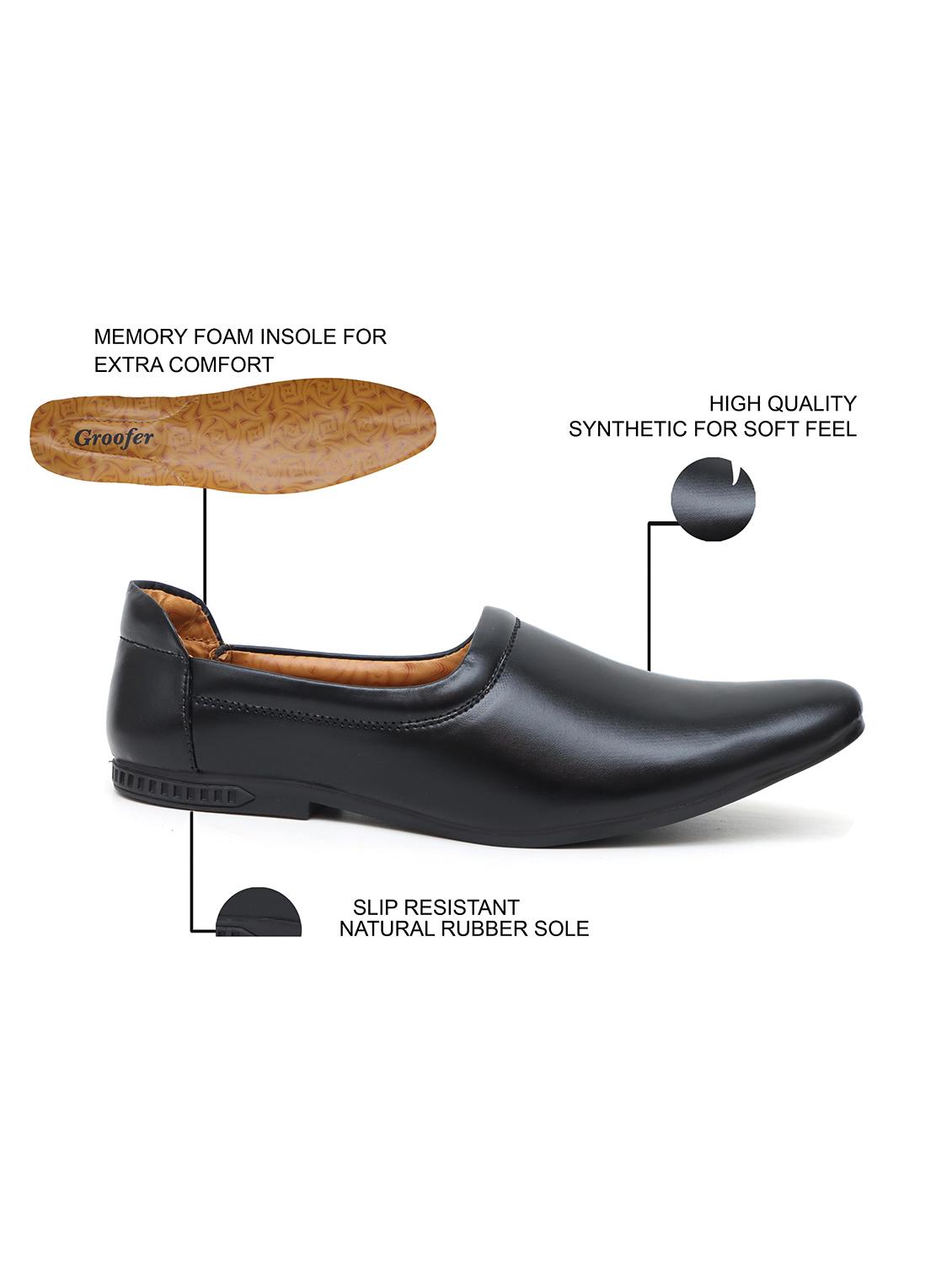 men solid black slip on loafer - 21136466 - Standard Image - 3