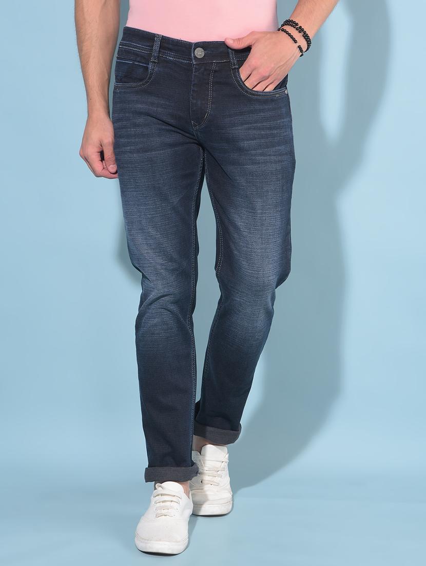 solid blue slim fit jeans - 21142626 -  Zoom Image - 0