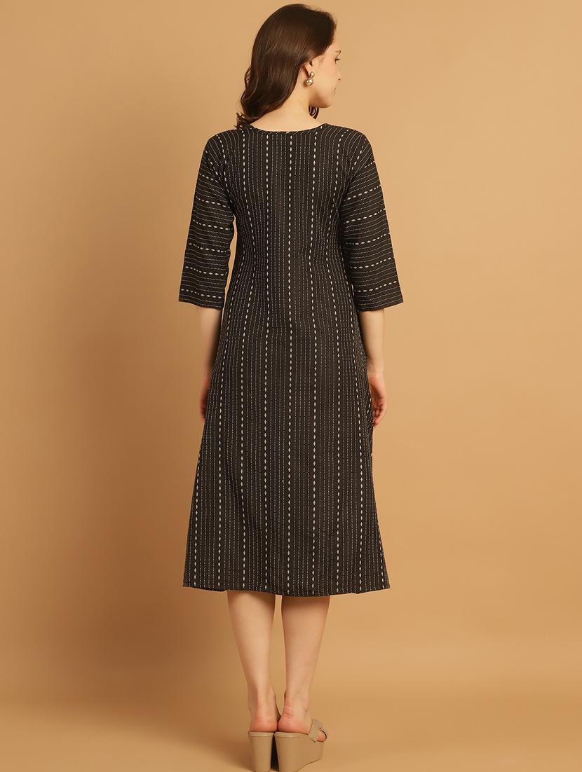 black printed a-line dress - 21144004 - Standard Image - 3