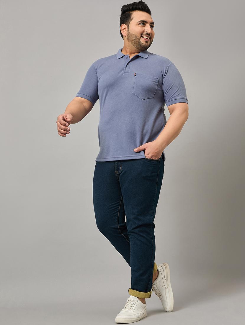solid blue plus size polo t-shirt - 21145448 - Standard Image - 3