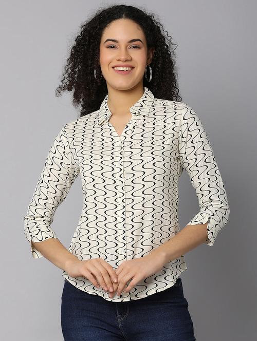 women off white rayon regular shirt - 21148296 - Very Small Image - 1