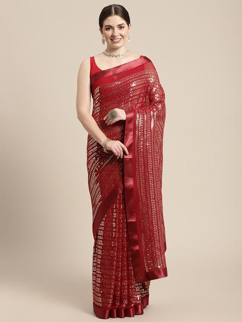 women sequined work saree with blouse - 21150297 - Very Small Image - 1