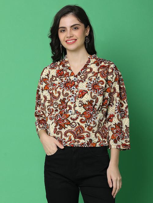 women cream polyester regular top - 21151485 - Very Small Image - 1