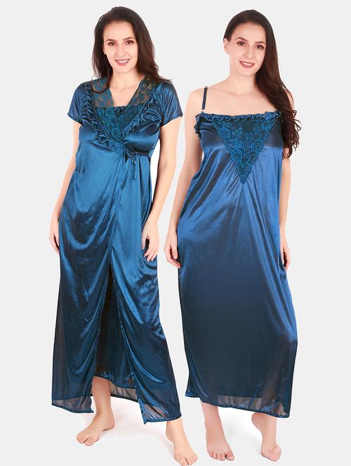 women lace detailed nighty with shrug - 21155524 - Very Small Image - 1