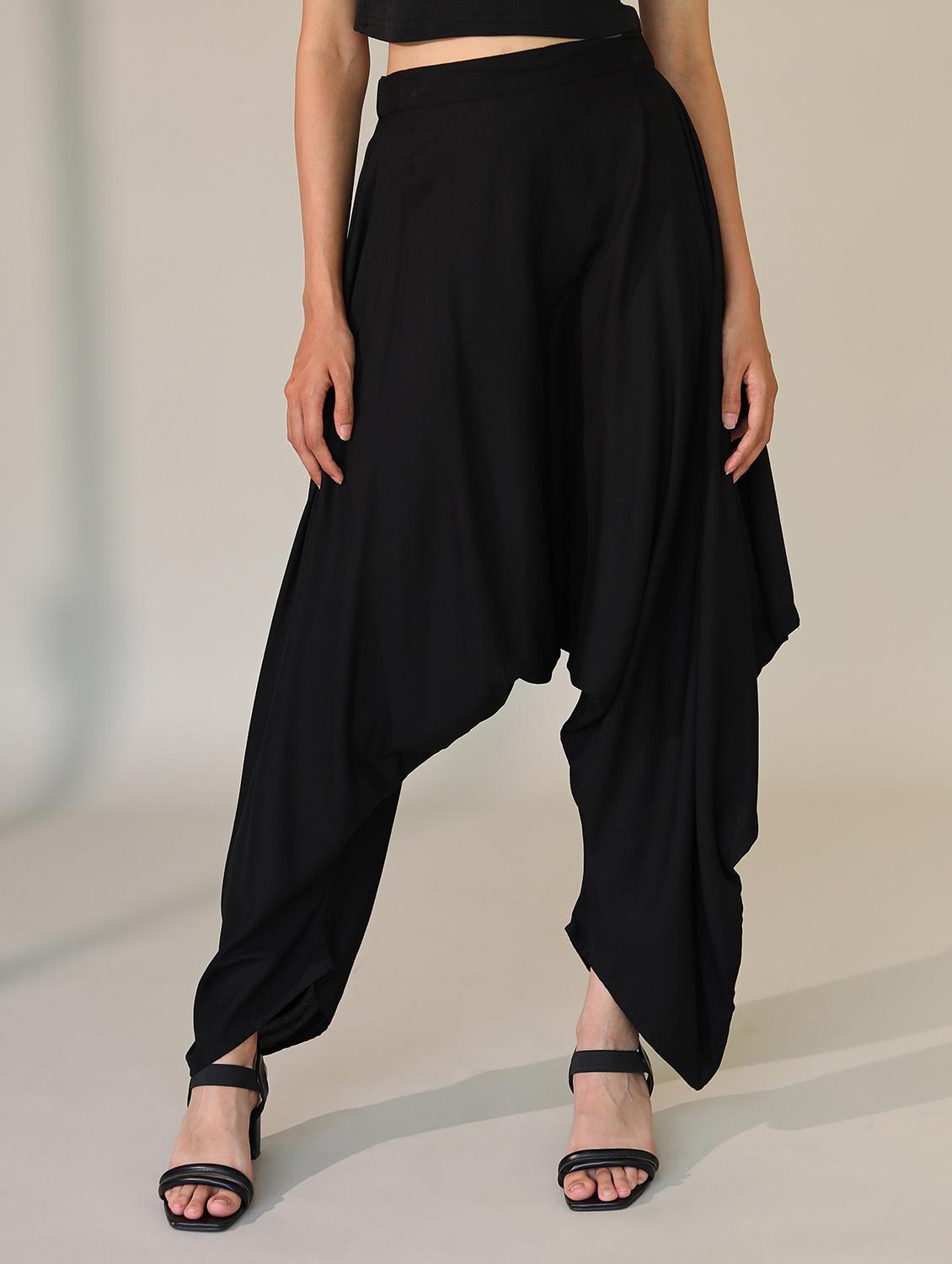 women solid high rise harem pant 