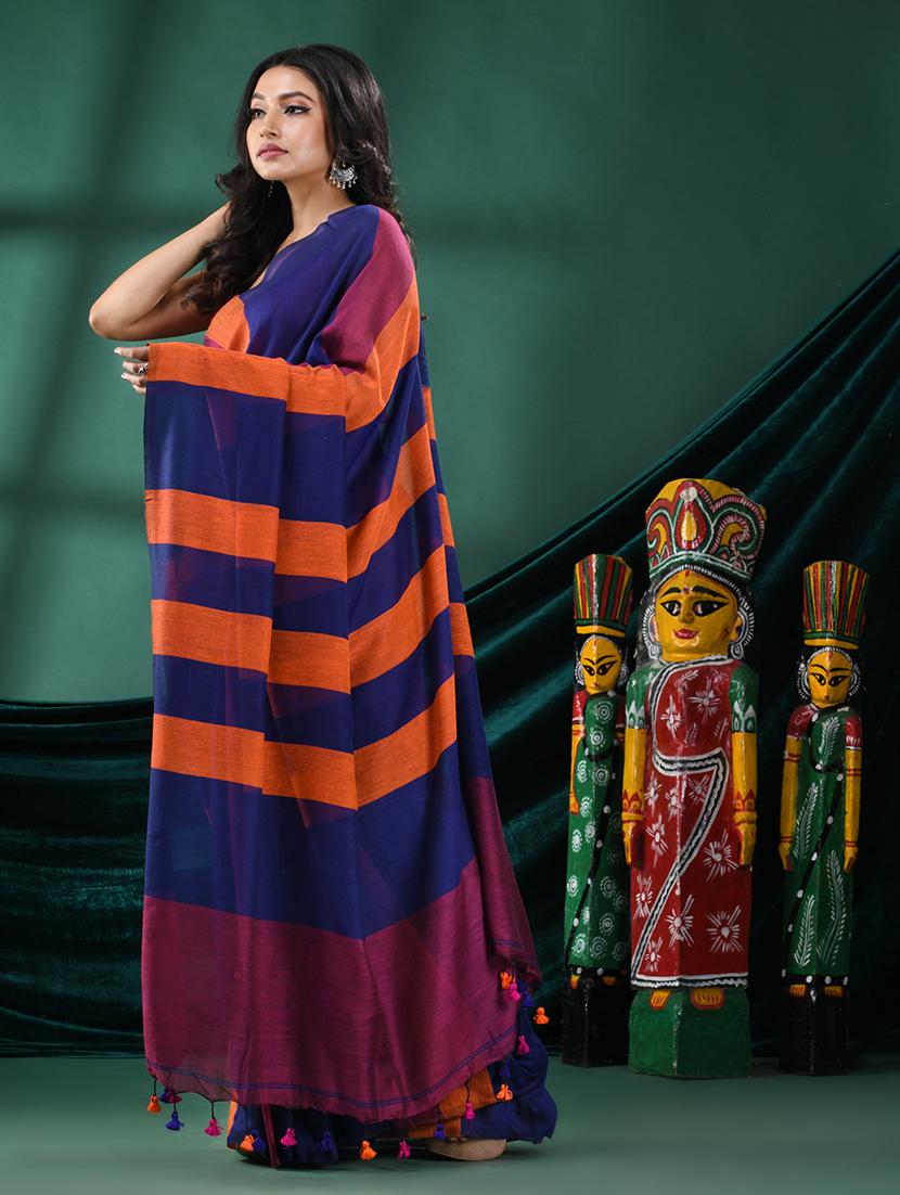 multi colored cotton handloom saree with blouse - 21161417 - Standard Image - 2