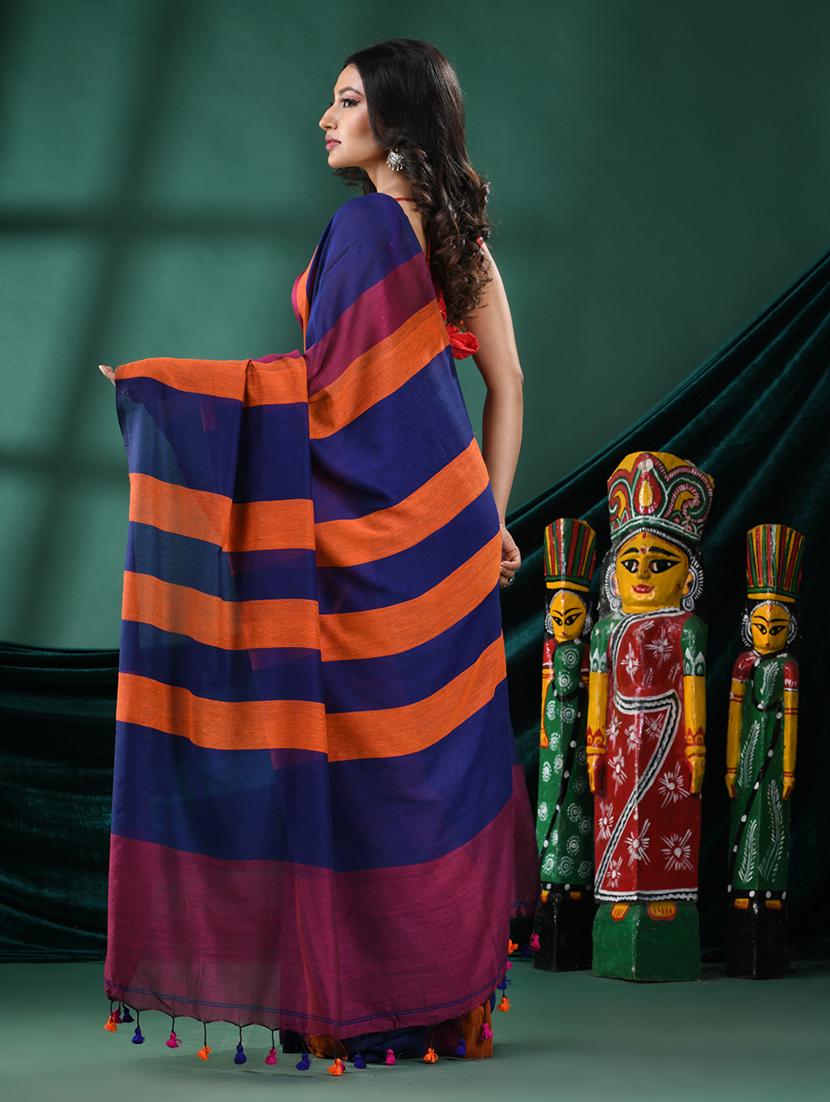 multi colored cotton handloom saree with blouse - 21161417 - Standard Image - 3